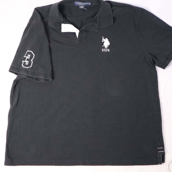 US Polo Assn. Mens Black Polo Shirt Short Sleeve 3 Logo Casual Big Pony Rugby - Picture 2 of 6